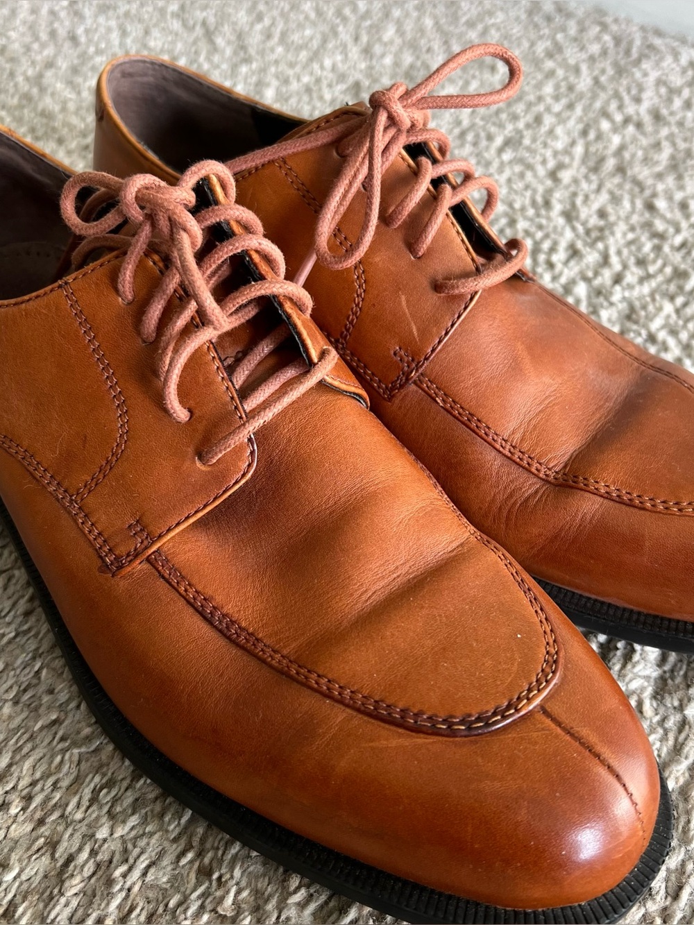 Cole Haan Men's Cognac Leather Oxfords Size 8.5